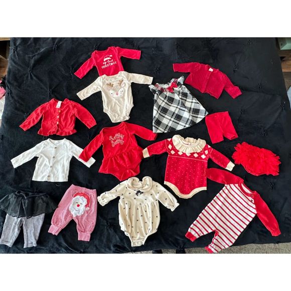 Cat & Jack Other - baby girl Christmas holiday 0-3 MONTHS lot bundle 14 pieces